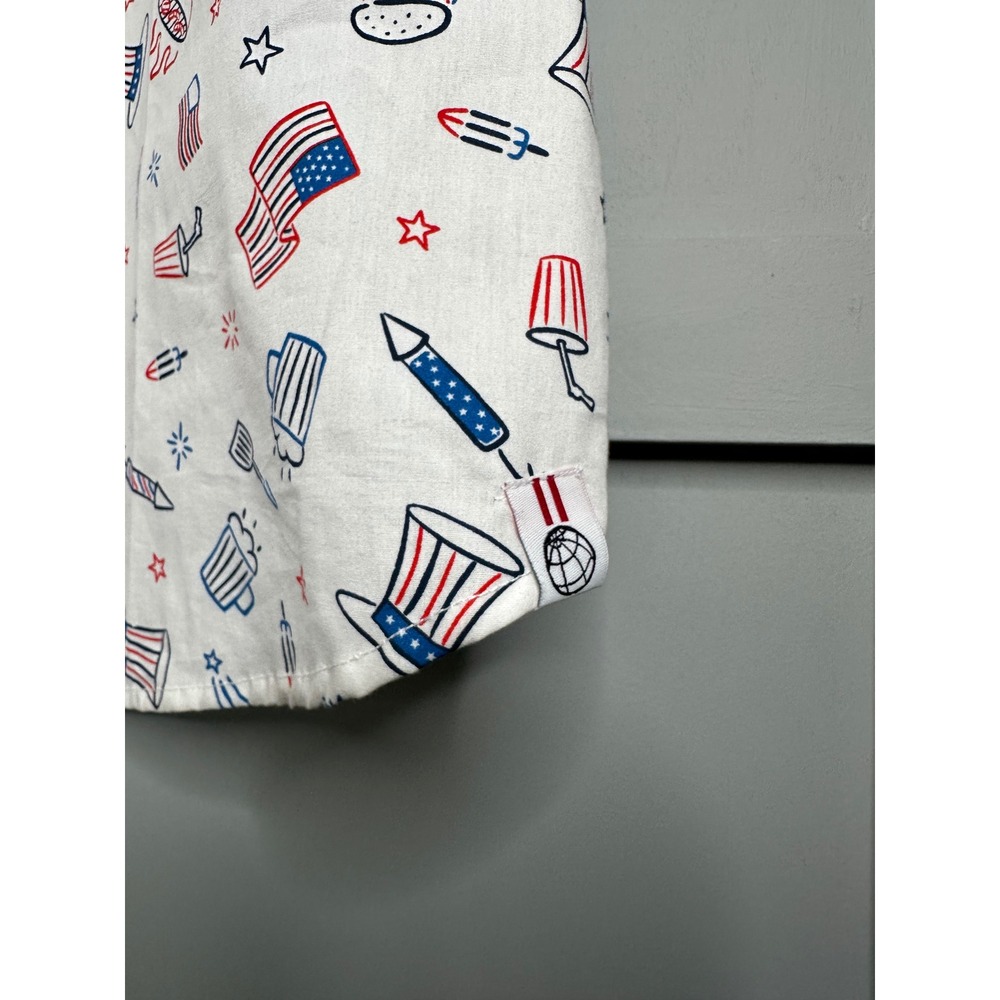 Free Planet Mens 2X White Patriotic BBQ Fireworks Button‎ Up Shirt - Picture 10 of 14
